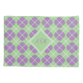 Modern Mint Purple Diamond Argyle Monogram Kussensloop (Achterkant)