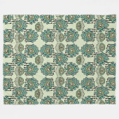 Modern Mint Retro Tribal Stippen iKat Pattern Fleece Deken (Voorkant (Horizontaal))