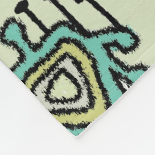 Modern Mint Retro Tribal Stippen iKat Pattern Fleece Deken (Hoek)