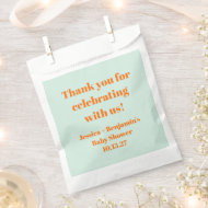 Modern Mint Sinaasappel Baby shower Custom Bedankt Bedankzakje