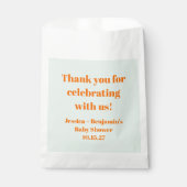 Modern Mint Sinaasappel Baby shower Custom Bedankt Bedankzakje (Voorkant)