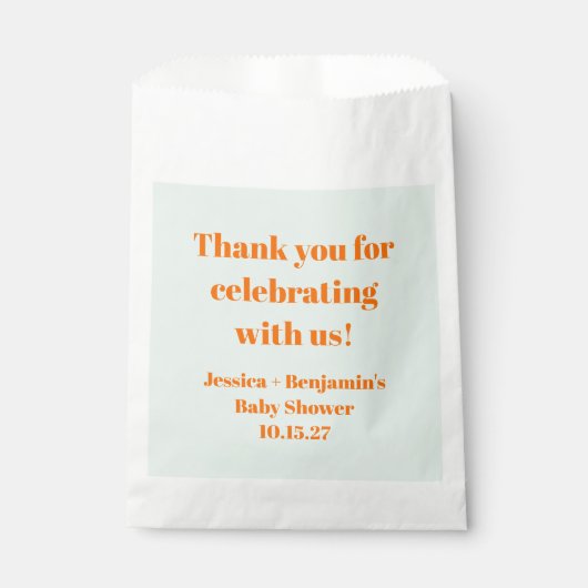 Modern Mint Sinaasappel Baby shower Custom Bedankt Bedankzakje (Voorkant)