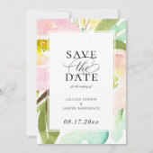 Modern Mint Summer Floral Save the Date Aankondiging (Voorkant)