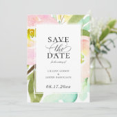 Modern Mint Summer Floral Save the Date Aankondiging (Staand voorkant)