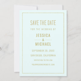 Modern Mint Turquoise Elegant Simple Minimalist Save The Date