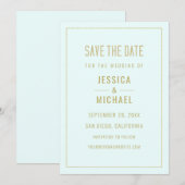 Modern Mint Turquoise Elegant Simple Minimalist Save The Date (Voorkant / Achterkant)