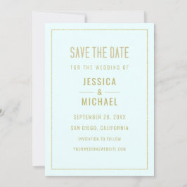 Modern Mint Turquoise Elegant Simple Minimalist Save The Date
