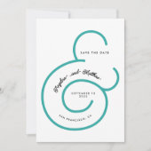 Modern Mint Turquoise Script Big Ampersand Wedding Save The Date (Voorkant)