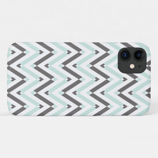 Modern Mint White Grey Geometric Chevron Design Case-Mate iPhone Case (Achterkant (horizontaal))