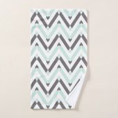 Modern Mint Wit Grijs Geometrisch Chevron patroon Handdoek (Handdoek)