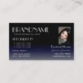 Modern Mirror Font Classic Black Blue met foto Visitekaartje (Achterkant)