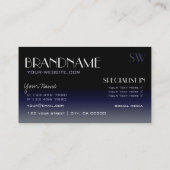 Modern Mirror Font Classic Black en Blue Monogram Visitekaartje (Achterkant)