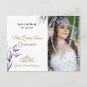Modern Mis Quince Años Quinceañera Save the Date Briefkaart (Voorkant)