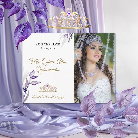 Modern Mis Quince Años Quinceañera Save the Date Briefkaart