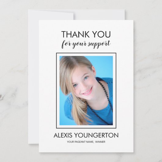 Modern Miss Pageant Dank je wel White Bedankkaart (Voorkant)