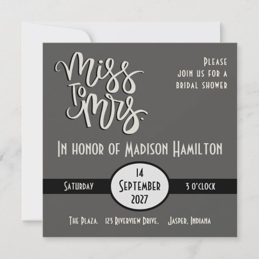 Modern Miss to Mrs Fun Inspirivity Vrijgezellenfee Kaart (Voorkant)