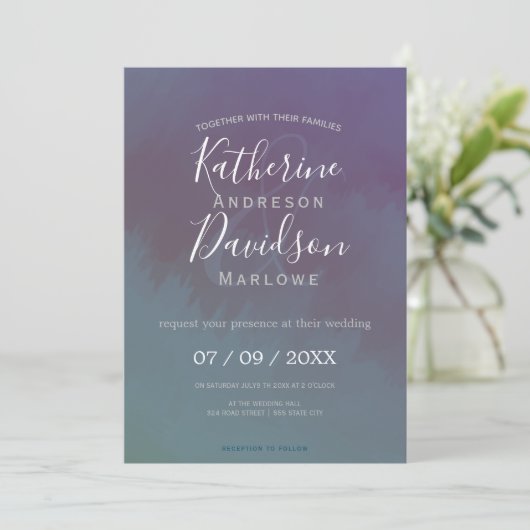 Modern Mist Minimalist Wedding Kaart (Staand voorkant)