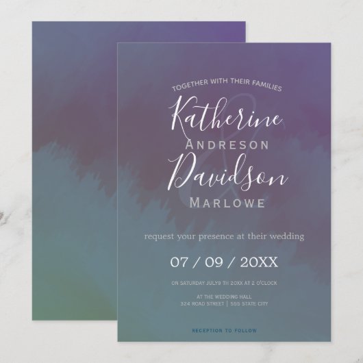 Modern Mist Minimalist Wedding Kaart (Voorkant / Achterkant)