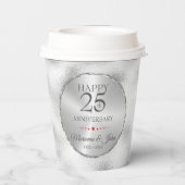 Modern mistig lichtgrijs Jubileum-25e glasplaat Papieren Bekers (Achterkant)