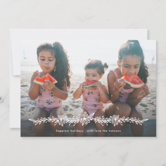 Modern Mistletoe Feestdagen kerstfoto Feestdagenkaart (Voorkant)