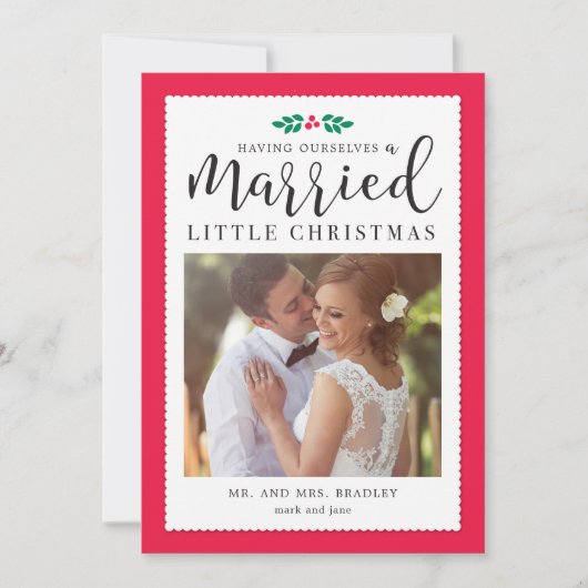 Modern Mistletoe Pas getrouwd Kerstfeestdag Feestdagenkaart (Voorkant)