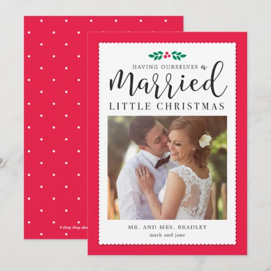 Modern Mistletoe Pas getrouwd Kerstfeestdag Feestdagenkaart (Voorkant / Achterkant)