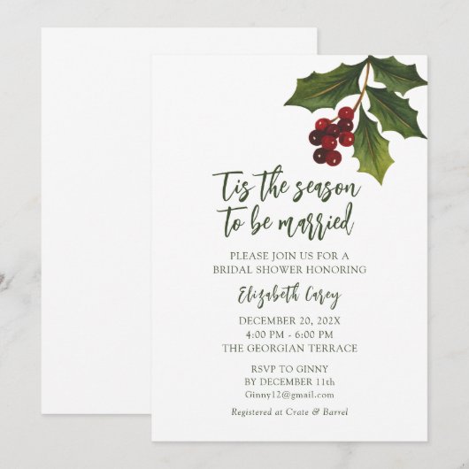 Modern Mistletoe Vrijgezellenfeest | Kerstmis Holl Kaart (Voorkant / Achterkant)