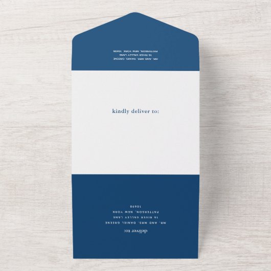 Modern Mitzvah Navy Blue ALL IN ONE INVITATION All In One Uitnodiging (Buitenkant)