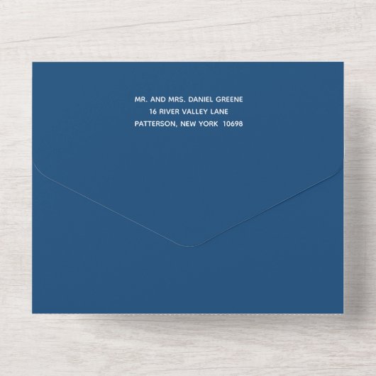 Modern Mitzvah Navy Blue ALL IN ONE INVITATION All In One Uitnodiging (Achterkant)