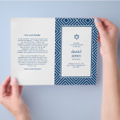 Modern Mitzvah Vouwbaar Papier Programma, Marinebl Flyer (Hand)
