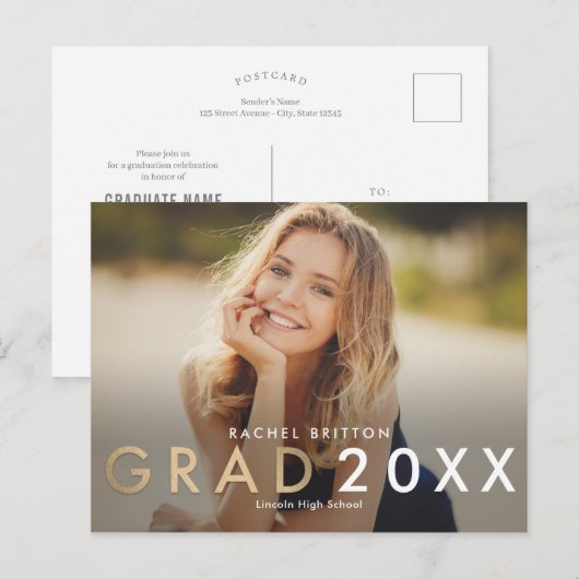 Modern Mix Afstuderen Aankondiging Briefkaart (Voorkant / Achterkant)