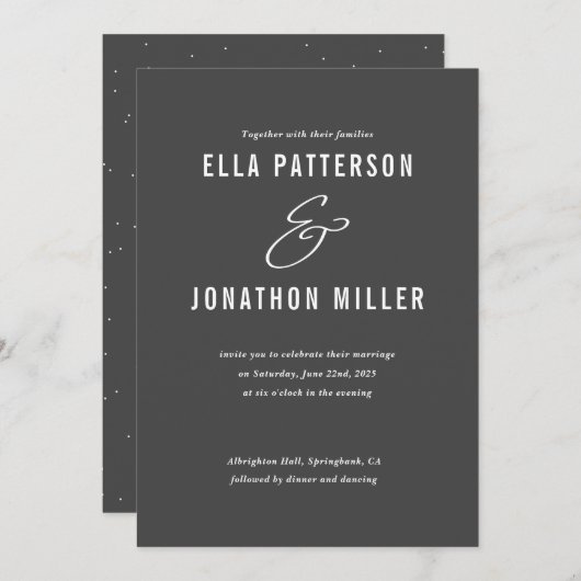 Modern Mix Flat Wedding Kaart (Voorkant / Achterkant)