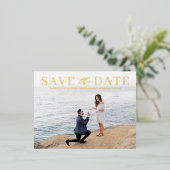 Modern Mix Typografie Foto slaat de datum op Folie Uitnodiging Briefkaart (Staand Voorkant)