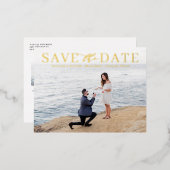 Modern Mix Typografie Foto slaat de datum op Folie Uitnodiging Briefkaart (Voorkant / Achterkant)