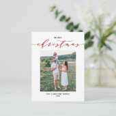 Modern Mix Typografie Red Merry kerstfoto Feestdagenkaart (Staand voorkant)