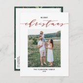 Modern Mix Typografie Red Merry kerstfoto Feestdagenkaart (Voorkant / Achterkant)