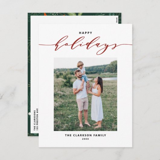 Modern Mix Typography Red Prettige feestdagen Foto (Voorkant / Achterkant)