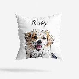 Modern Mixed Breed Dog Illustration | Add Name  Kussen