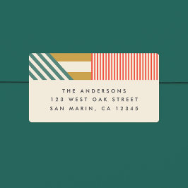 Modern Mixed Stripes Holiday Retouradres Etiket