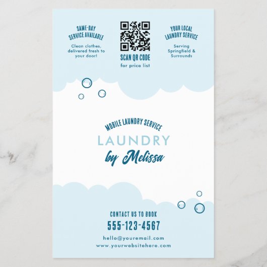 Modern Mobile Laundry Service Laundromat Marketing Flyer (Achterkant)