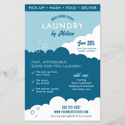 Modern Mobile Laundry Service Laundromat Marketing Flyer (Voorkant)