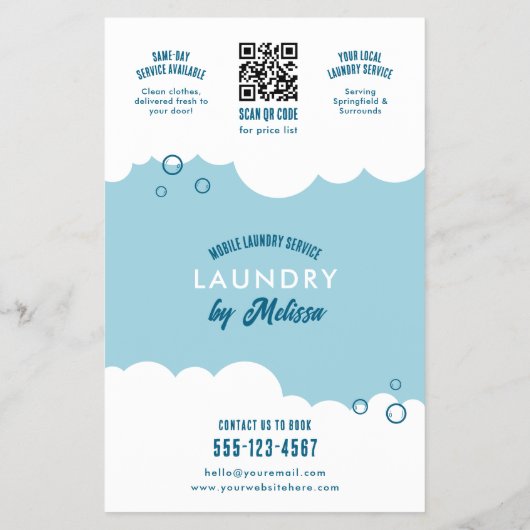 Modern Mobile Laundry Service Laundromat Marketing Flyer (Achterkant)