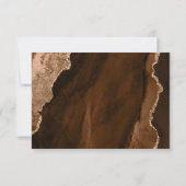 Modern Mocha Brown Agate Gold Script Wedding RSVP (Achterkant)
