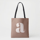 Modern Mocha Brown Bold Retro Monogram Initiaal Tote Bag (Voorkant)