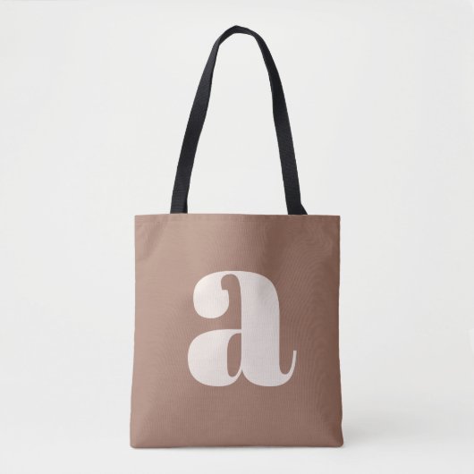 Modern Mocha Brown Bold Retro Monogram Initiaal Tote Bag (Voorkant)