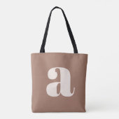 Modern Mocha Brown Bold Retro Monogram Initiaal Tote Bag (Achterkant)