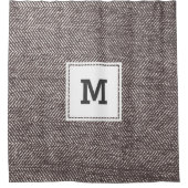 Modern Mocha Brown Herringbone Monogram Douchegordijn (Voorkant)