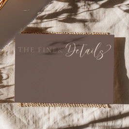 Modern Mocha Brown Wedding Details Informatiekaartje