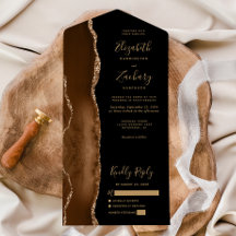 Modern Mocha Bruin Goud Agaat Zwart Trouwen
