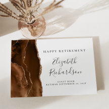 Modern Mocha Bruin Goud Agate Script Pensioen
